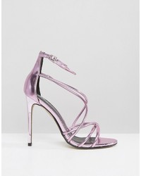 Office Spindle Pink Mirror Strappy Heeled Sandals