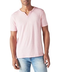 Lucky Brand Venice Button Notch Neck T Shirt In Sea Pink At Nordstrom