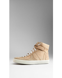 Burberry Nubuck Leather High Top Trainers