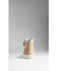 Burberry Nubuck Leather High Top Trainers
