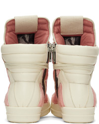 Rick Owens Pink Off White Geobasket Sneakers