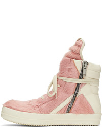 Rick Owens Pink Off White Geobasket Sneakers