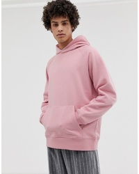 ASOS WHITE Oversized Hoodie In Heavyweight Pink Jersey