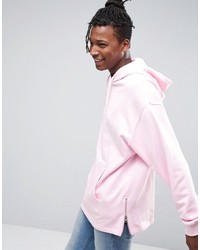 Asos Oversized Longline Hoodie With Side Zips In Pink