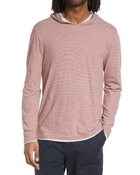 Vince Stripe Double Layer Hoodie In Wild Barberryoff White At Nordstrom