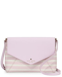 Pink Horizontal Striped Canvas Crossbody Bag