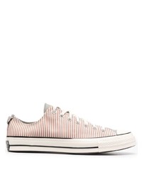 Pink Horizontal Striped Canvas Low Top Sneakers