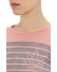 Lucien Pellat-Finet Leaf Intarsia Stripe Sweater Pink Size S