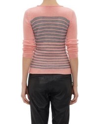 Lucien Pellat-Finet Leaf Intarsia Stripe Sweater Pink Size S