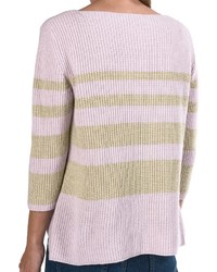Bogner Liara Shimmer Stripe Sweater Wool Cashmere 34 Sleeve