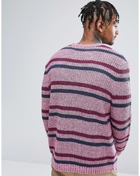 Asos Textured Striped Sweater In Pink