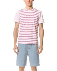 Pink Horizontal Striped Crew-neck T-shirt