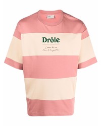 Drôle De Monsieur Logo Print Striped T Shirt