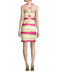 Laundry by Shelli Segal Multi Stripe T Back Dress Electric Pink