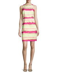 Laundry by Shelli Segal Multi Stripe T Back Dress Electric Pink