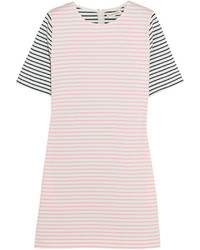 Chinti and Parker Striped Cotton Jersey Mini Dress Pastel Pink