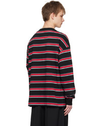 Juun.J Black Striped Long Sleeve T Shirt