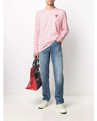 Comme Des Garcons Play Comme Des Garons Play Long Sleeved Stripe Print T Shirt
