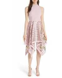 Pink Horizontal Striped Midi Dress