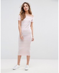 Only Abbie Stripe Bardot Off The Shoulder Dress