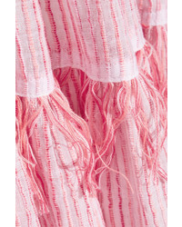 Lemlem Anan Off The Shoulder Striped Cotton Blend Gauze Midi Dress Pastel Pink