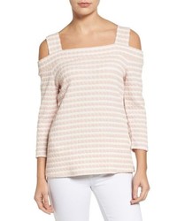 KUT from the Kloth Fridi Texture Stripe Cold Shoulder Top