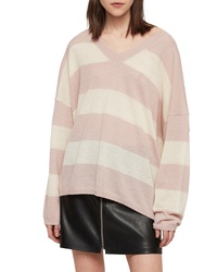 AllSaints Stripe V Neck Sweater