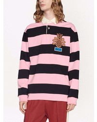 Gucci Bee Embroidered Striped Polo Shirt