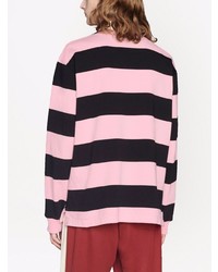 Gucci Bee Embroidered Striped Polo Shirt