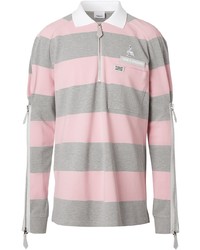 Burberry Long Sleeved Zip Detail Striped Polo Shirt