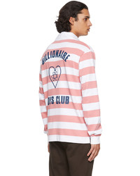 Billionaire Boys Club Pink White Heart Mind Striped Rugby Polo