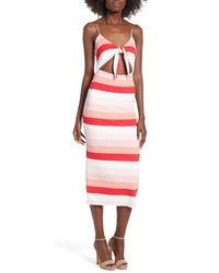 Pink Horizontal Striped Sheath Dress
