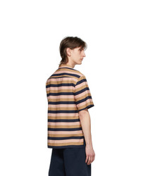 Paul Smith Pink And Brown Wide Striped Short Sleeve Shirt