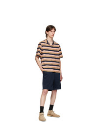 Paul Smith Pink And Brown Wide Striped Short Sleeve Shirt