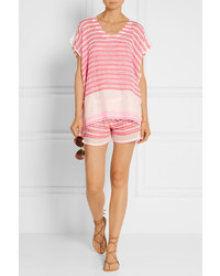 Lemlem Selina Striped Cotton Blend Gauze Shorts Pink