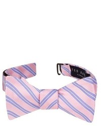 Pink Horizontal Striped Silk Bow-tie
