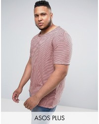 Asos Plus Neppy Jersey Longline Stripe T Shirt With Raw Edge Detail
