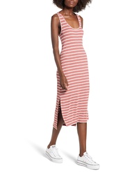 Pink Horizontal Striped Tank Dress