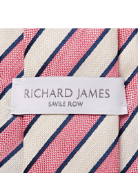 Richard James Striped Silk And Linen Blend Tie
