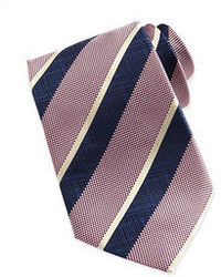 Ermenegildo Zegna Wide Crosshatch Striped Tie Pink