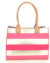 Pink Horizontal Striped Tote Bag