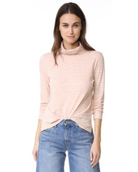 Pink Horizontal Striped Turtlenecks for Women | Lookastic