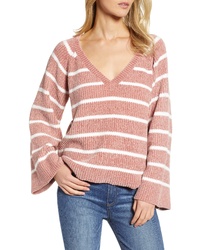 .Layered Stripe V Neck Sweater
