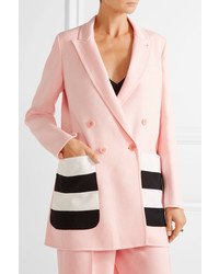 Max Mara Striped Wool And Angora Blend Felt Blazer Pink