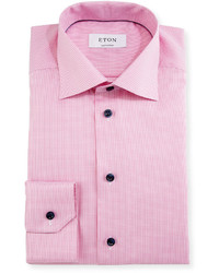 Eton Contemporary Fit Houndstooth Dress Shirt Pink