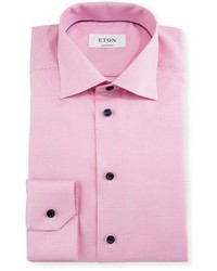 Eton Contemporary Fit Houndstooth Dress Shirt Pink