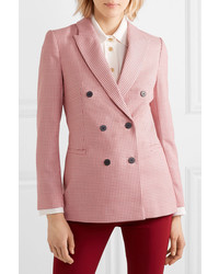 Cefinn Double Breasted Houndstooth Wool Blend Blazer