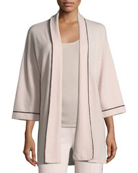 Neiman Marcus Cashmere Collection Cashmere Tipped Tie Front Bed Jacketrobe
