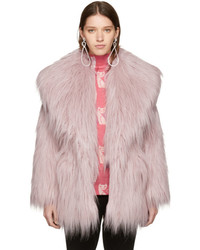 Miu Miu Pink Faux Fur Oversized Lapel Jacket