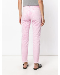 Isabel Marant Etoile Isabel Marant Toile Raw Hem Washed Pink Mid Rise Cropped Jeans
